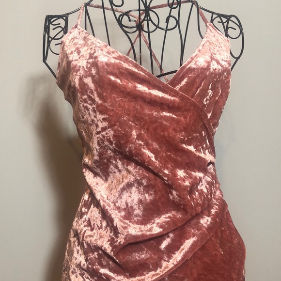 Sold!- NWT Blush Velvet Midi Wrap Dress - Picture 3 of 5